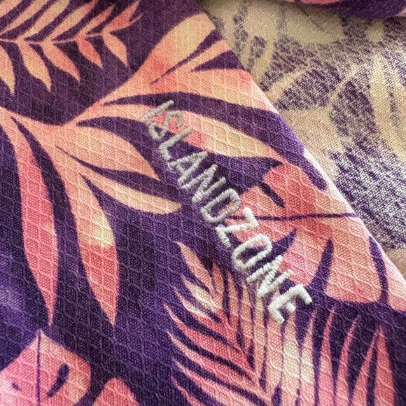 Tommy Bahama IslandZone Monstera Men LRG Purple Pink Silk Poly Coolmax Tropical - Picture 10 of 13